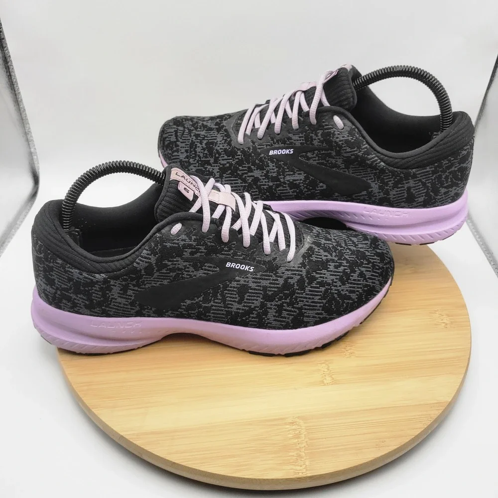 Brooks Launch 6 Womens Running Shoes Black Grey Purple 1202851B092 Size 9.5